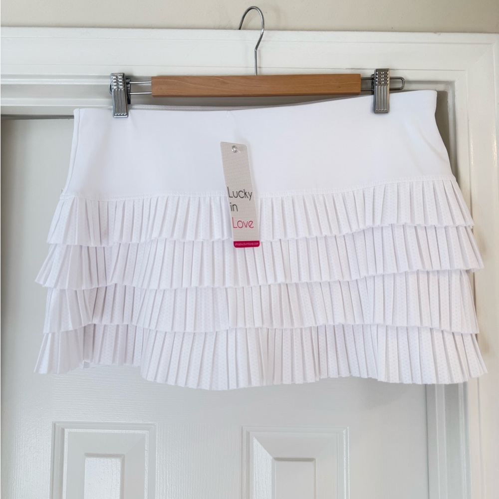 Lucky in Love White Layered Pleated Tennis Skirt